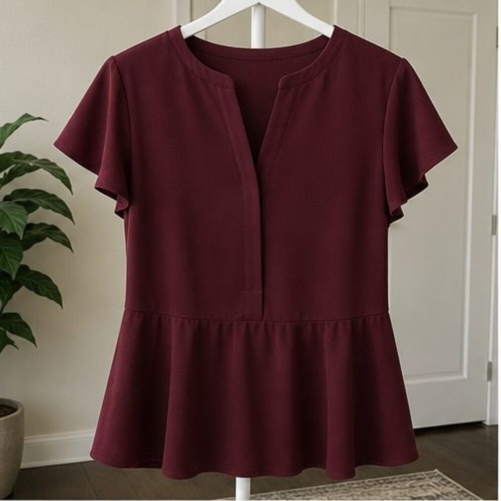 Burgundy Peplum Top